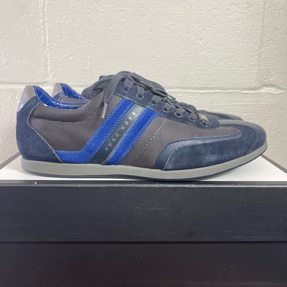 Boss Hugo Boss Stiven 50247608 Trainer Blue Leather Suede Low Men's 44 EU/11 US